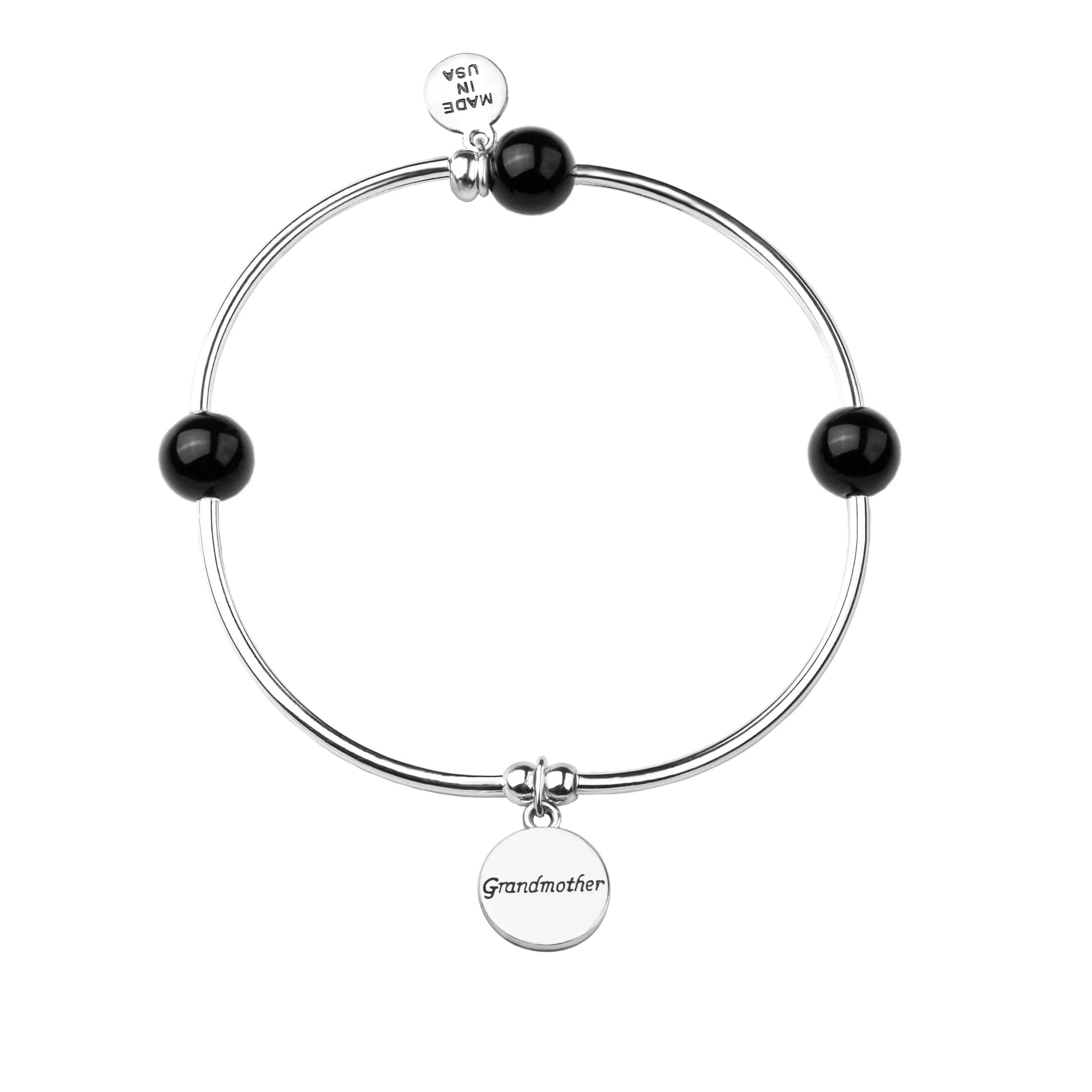 Grandmother | Soft Bangle Charm Bracelet | Onyx