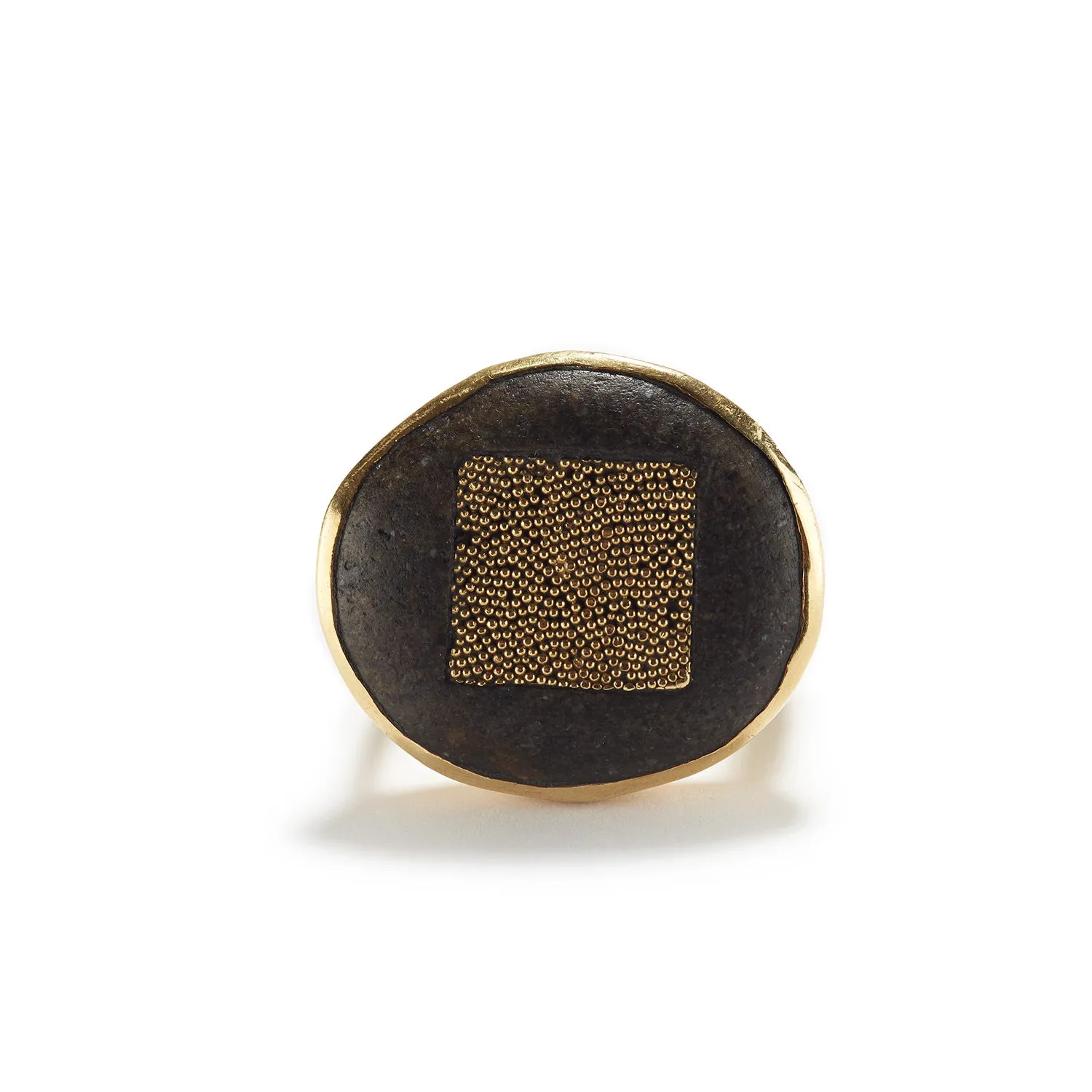 Granulated Gold and River Stone Ring