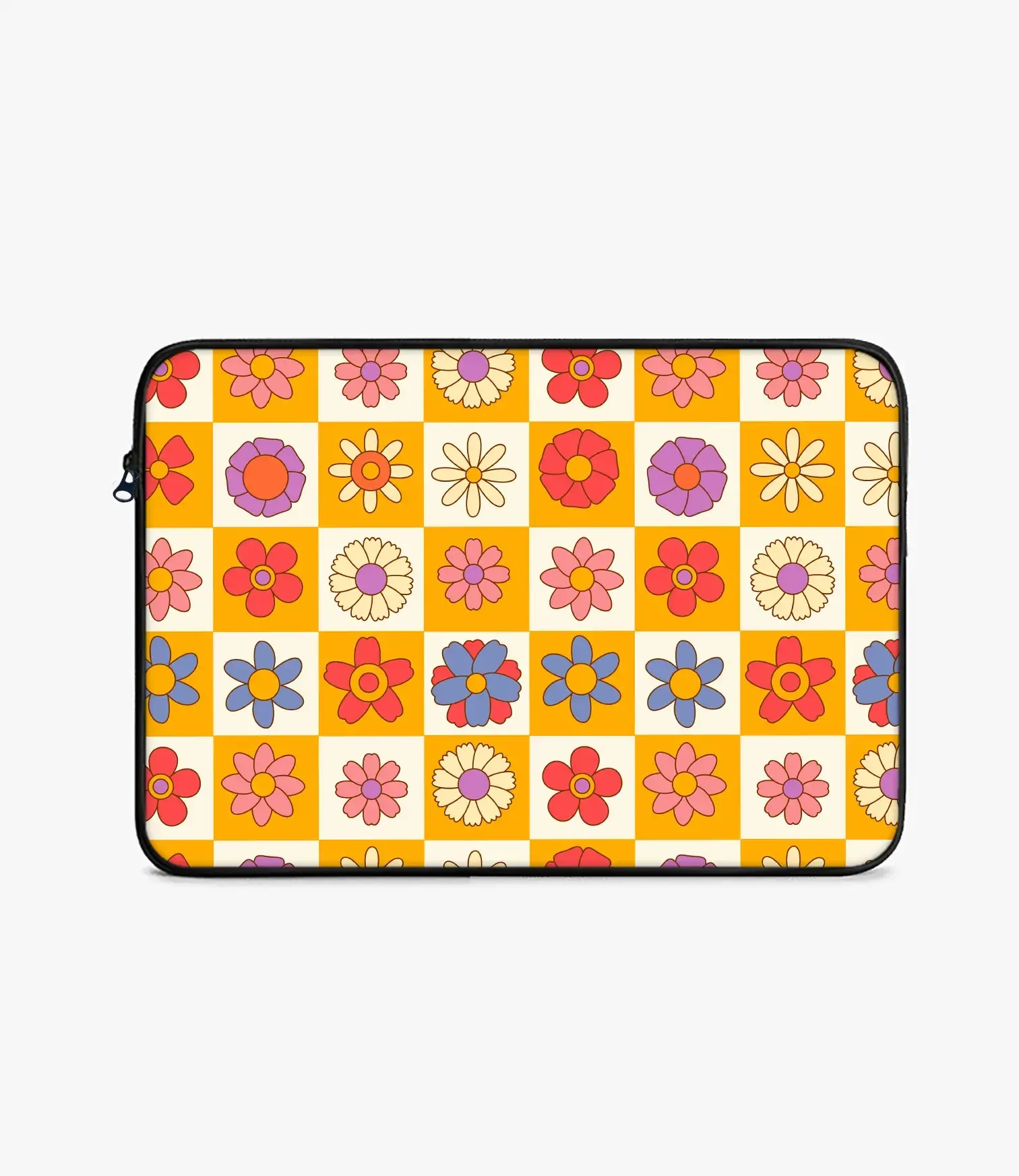 Groovy Checkered Floral Laptop Sleeve