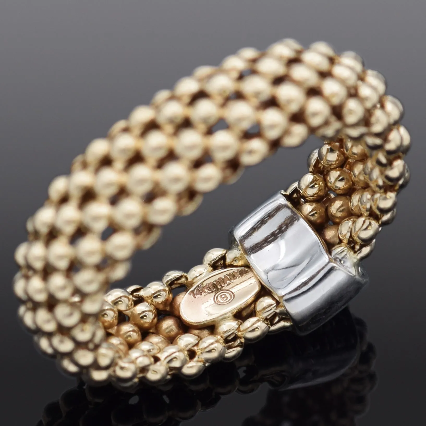 HW Burdock Diamond 14K Yellow Gold Beaded Flexible Band Ring Size 6