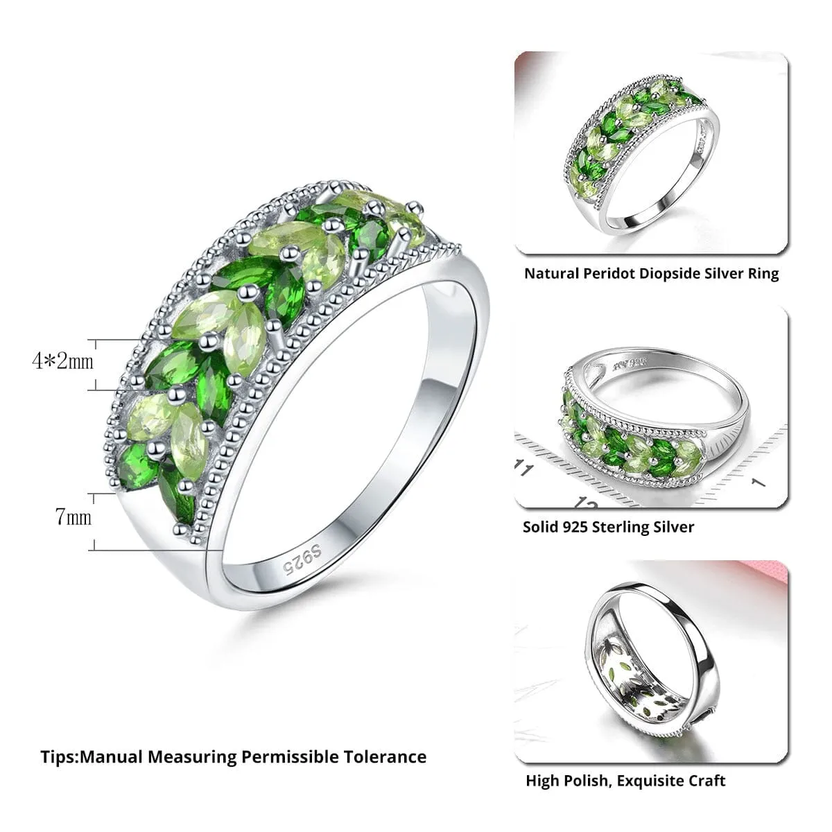 Leaves  Design Peridot 925 Sterling Silver Ring