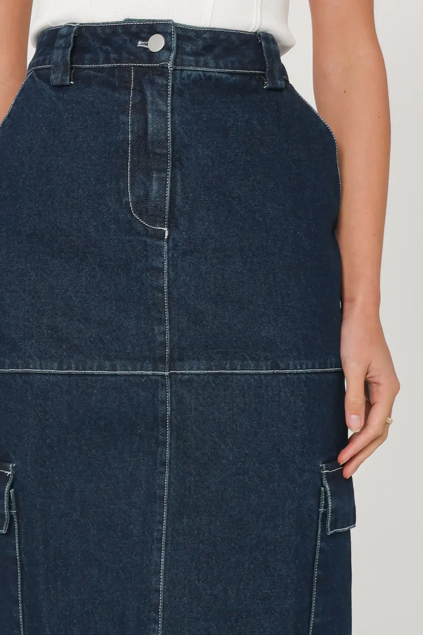 Lisa Cargo Maxi Skirt | Denim