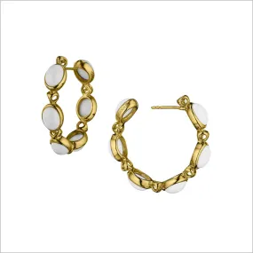 Lolita White Agate Hoop Earrings in Sterling Silver plated with 18k Yellow Gold