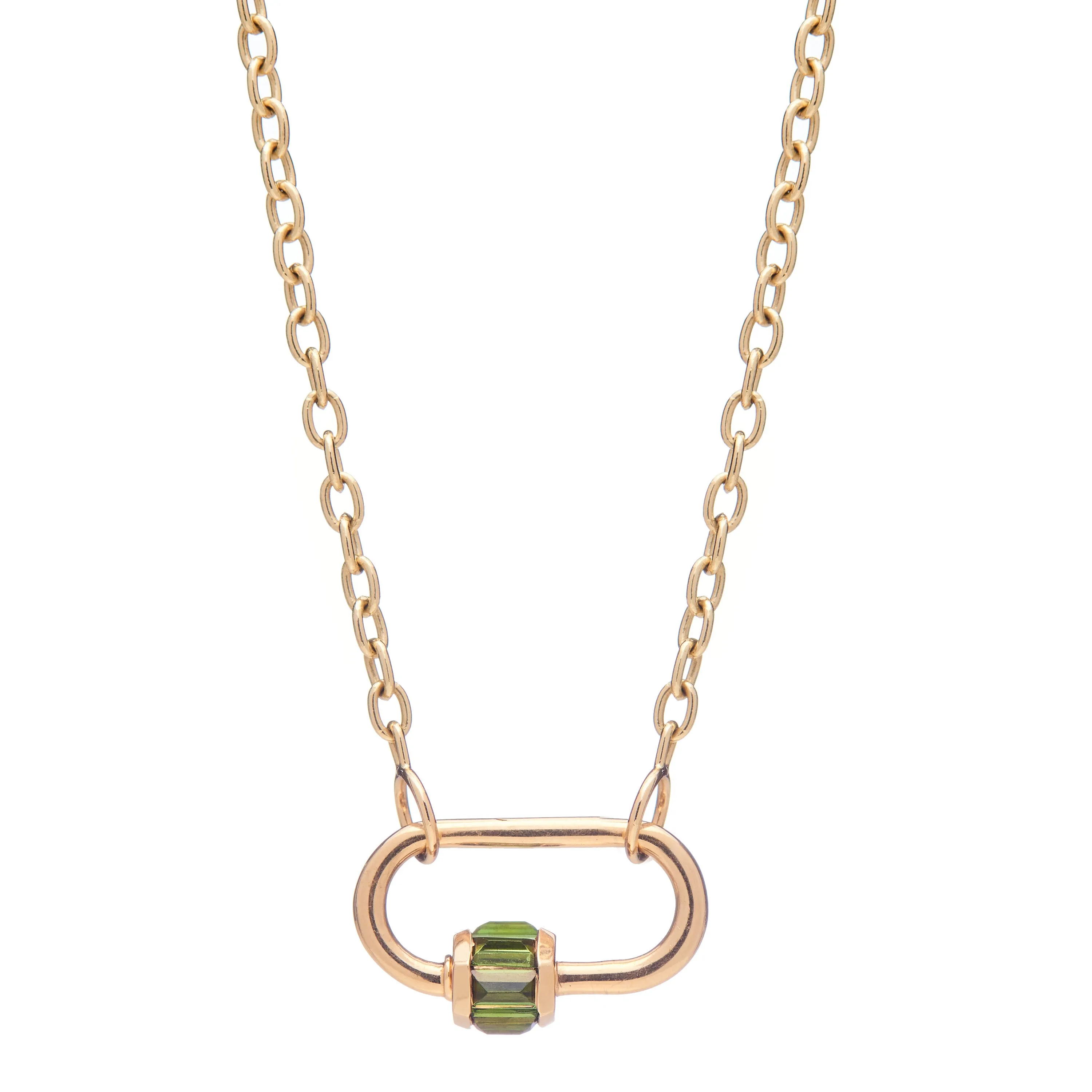 Marla Aaron 14k Yellow Gold Total Baguette Green Tourmaline Medium Lock