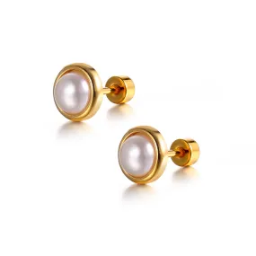 Minimalist Pearl S925 Sterling Silver Flat Back Earrings