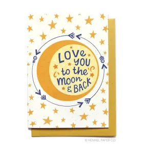 Moon And Back Greeting Card