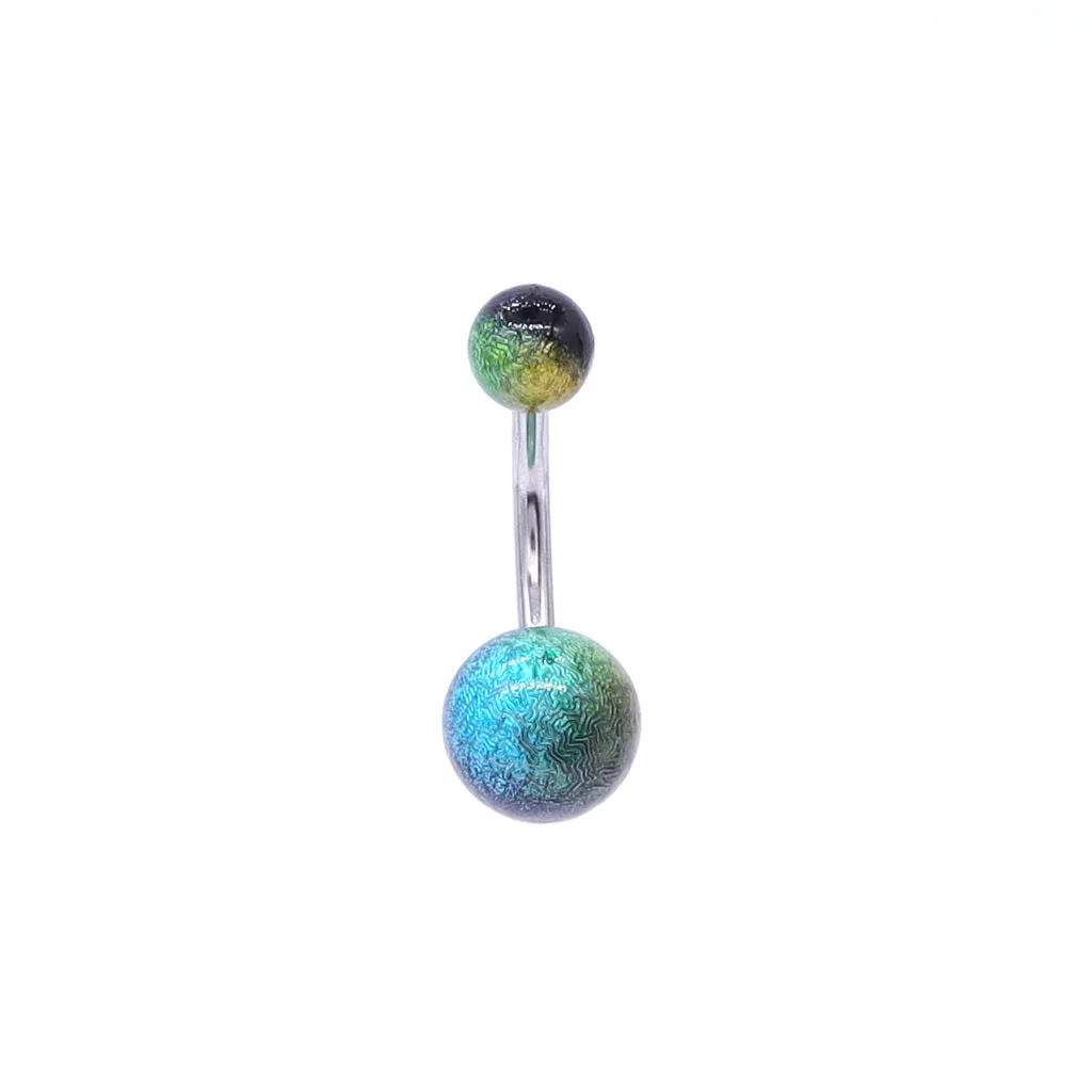 Multi Colour Acrylic Balls Belly Button Navel Ring - Black/Aqua