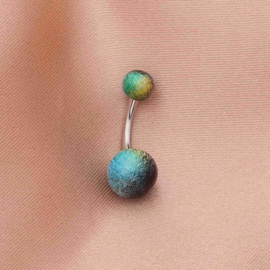 Multi Colour Acrylic Balls Belly Button Navel Ring - Black/Aqua