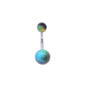 Multi Colour Acrylic Balls Belly Button Navel Ring - Black/Aqua