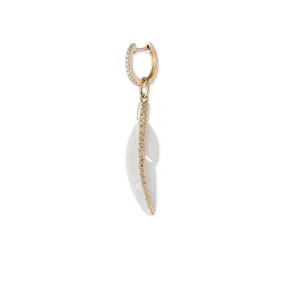 Pave Bone Feather Charm Single Earring