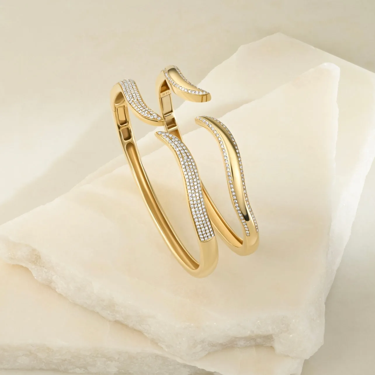 Pave Wave Cuff Bangle