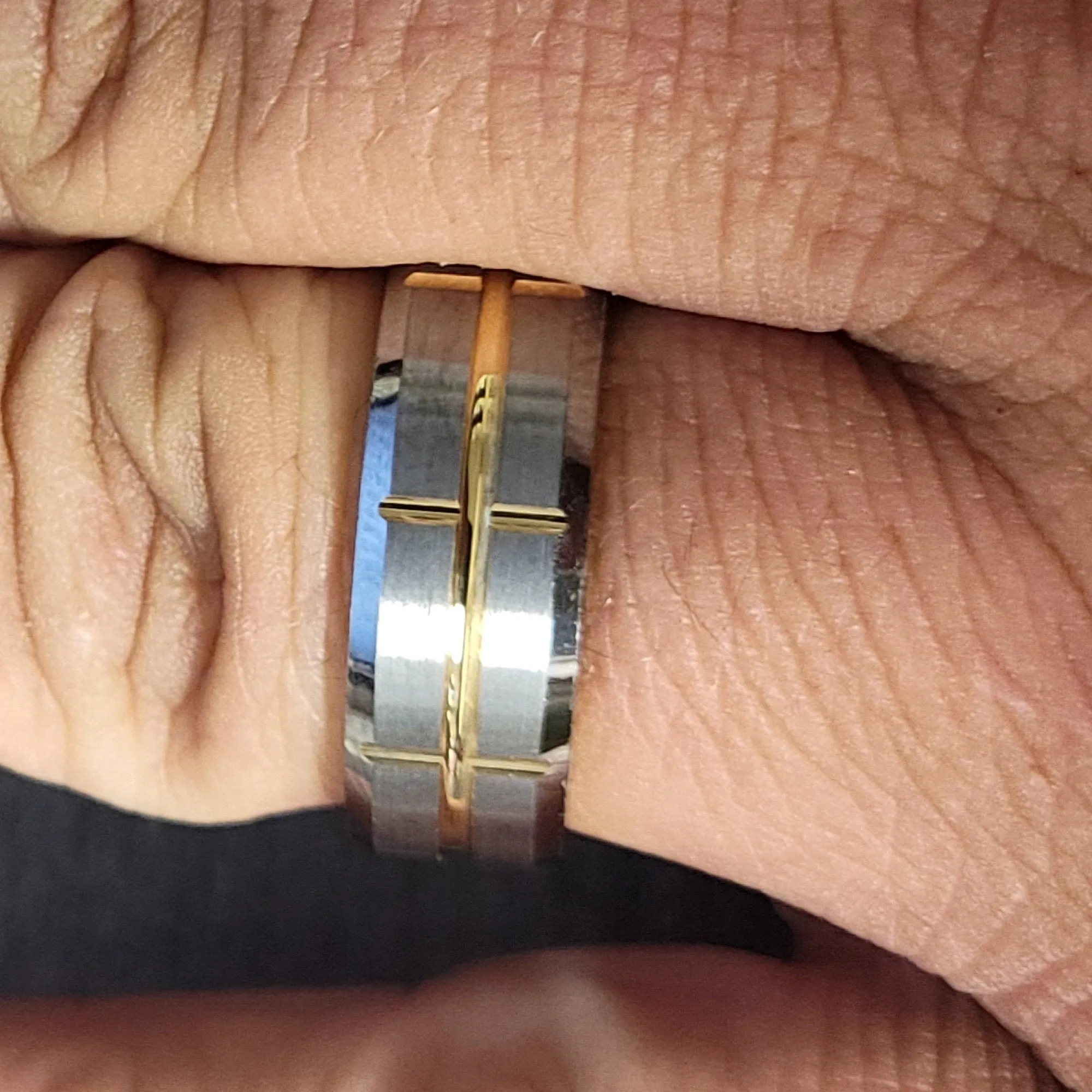 Personalized Men's Promise Ring - Grooved 14k Gold Over Real Tungsten