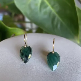 Petite point drop emerald earrings