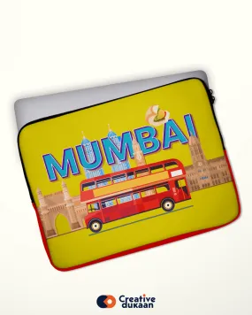 Quirky and Cool Yellow Laptop Sleeves with Tagline " Mumbai "