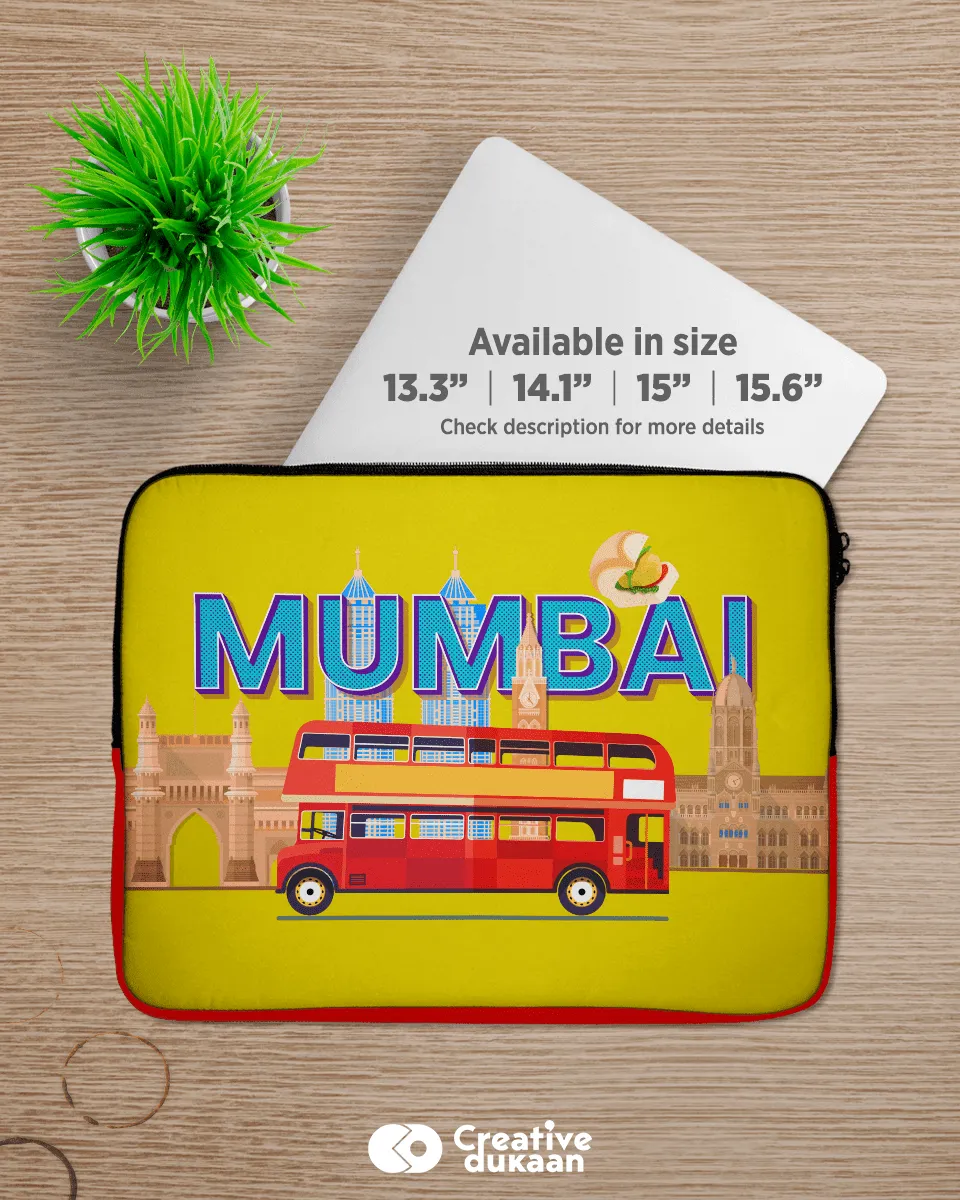 Quirky and Cool Yellow Laptop Sleeves with Tagline " Mumbai "