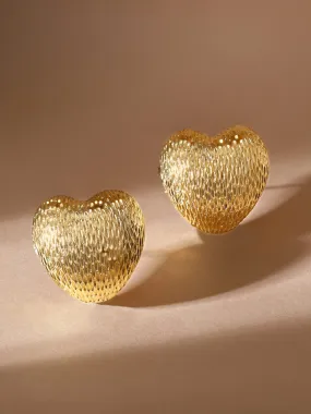 Rubans Voguish Gold-Plated Heart Shaped Stud Earrings