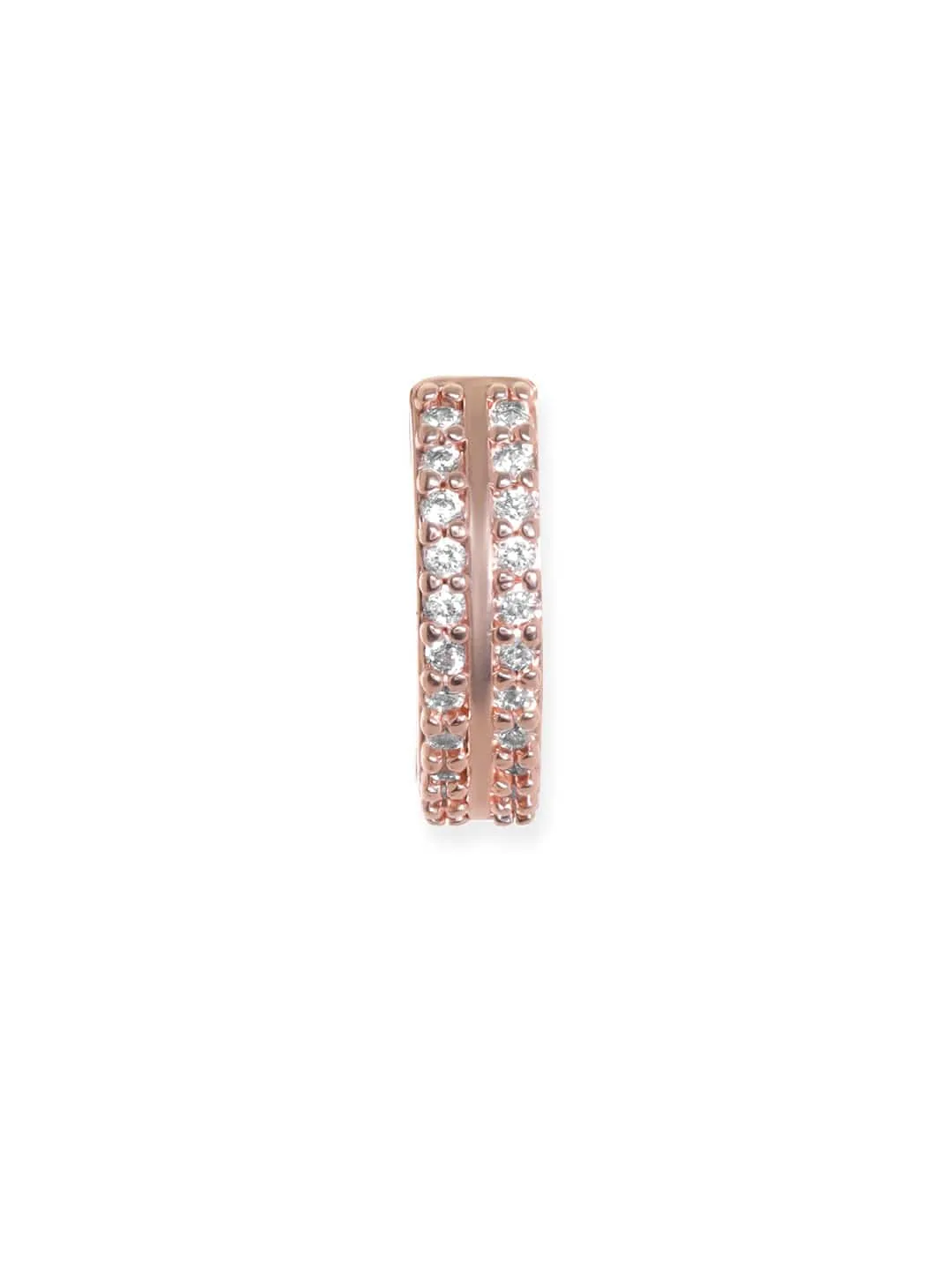 Rubans Voguish Rose Gold plated Zirconia Studded Huggie Hoop Earring