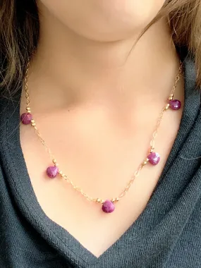 Ruby Tears in Gold Necklace