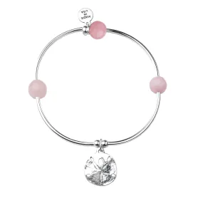 Sand Dollar | Soft Bangle Charm Bracelet | Rose Quartz