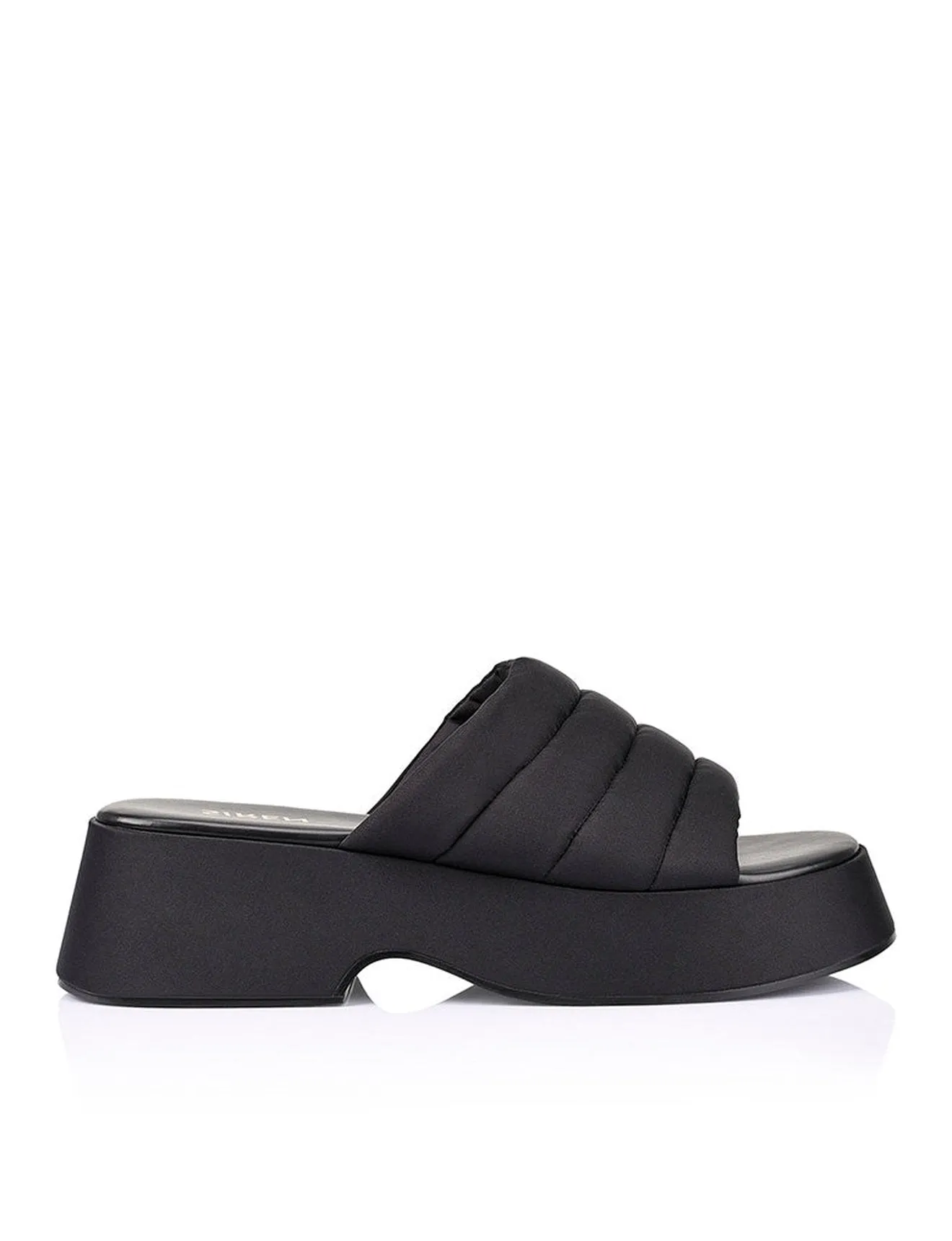 Scorpio Flatform Slides - Black Satin