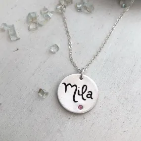 Script Birthstone Necklace