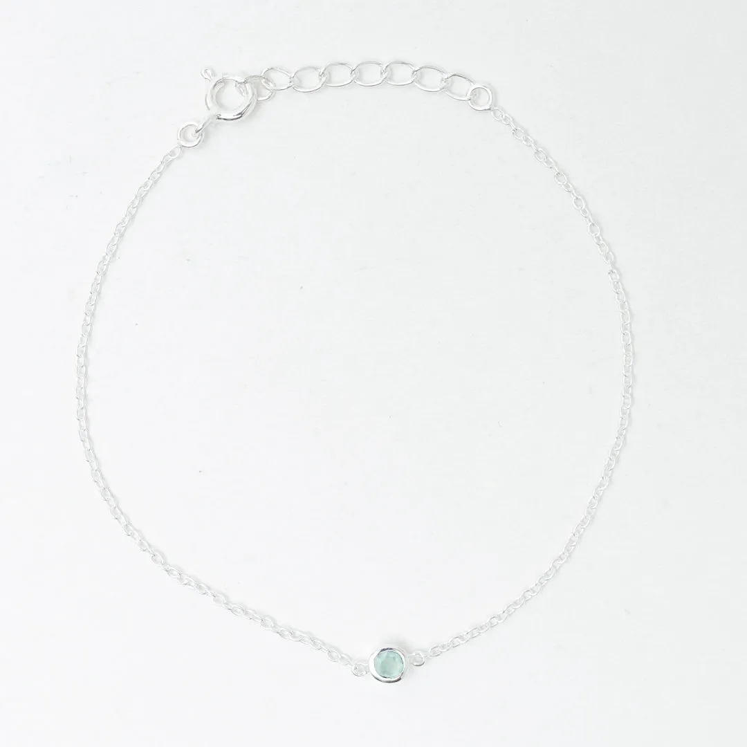 Silver Aqua Chalcedony Solitaire Bracelet