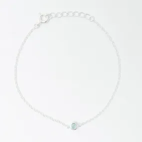 Silver Aqua Chalcedony Solitaire Bracelet