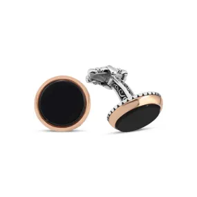 Silver Black Onyx Stone Cufflink