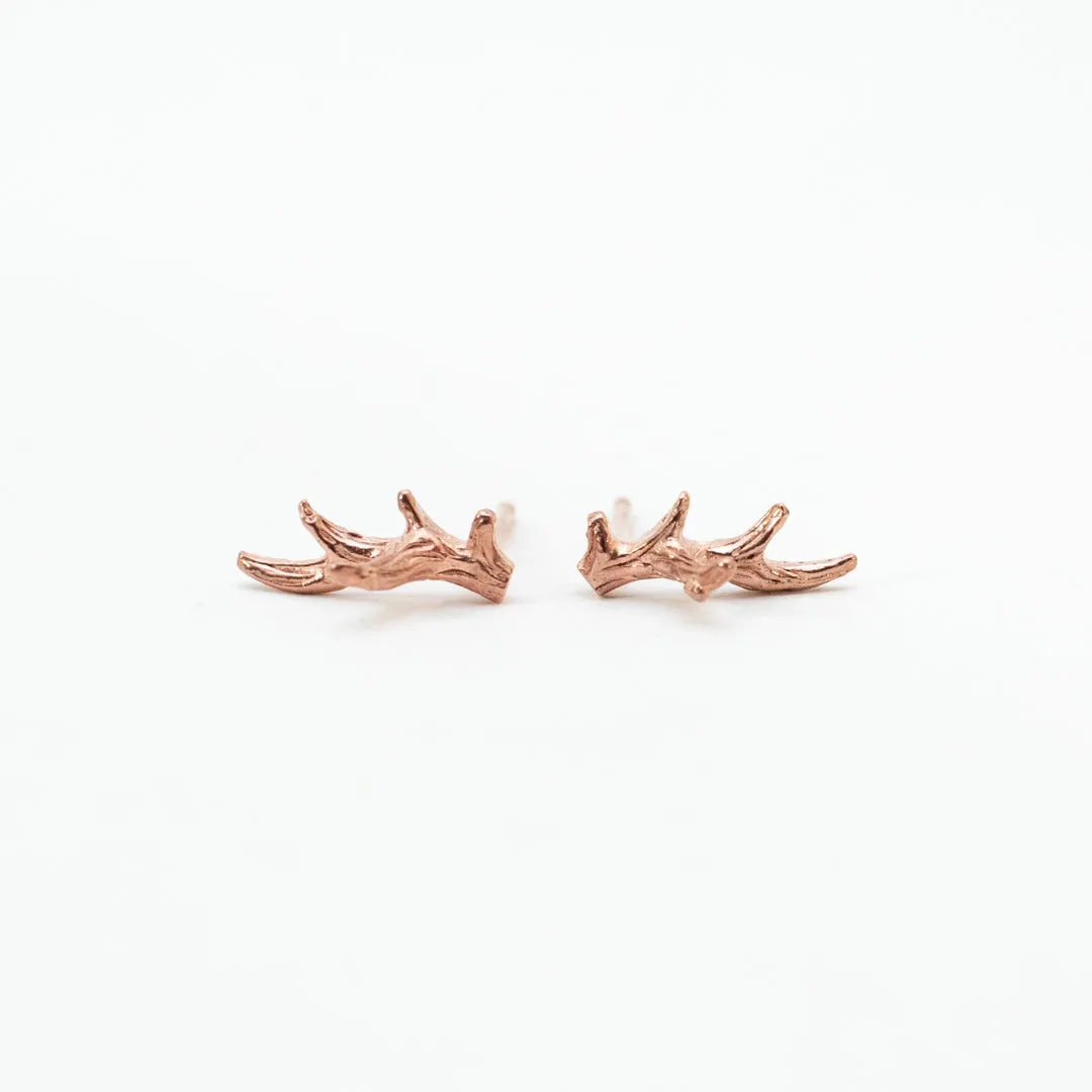 Small Rose Gold Vermeil Antler Studs