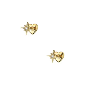 Sparkling Star Cartilage Piercing Heart Flat Back Earrings