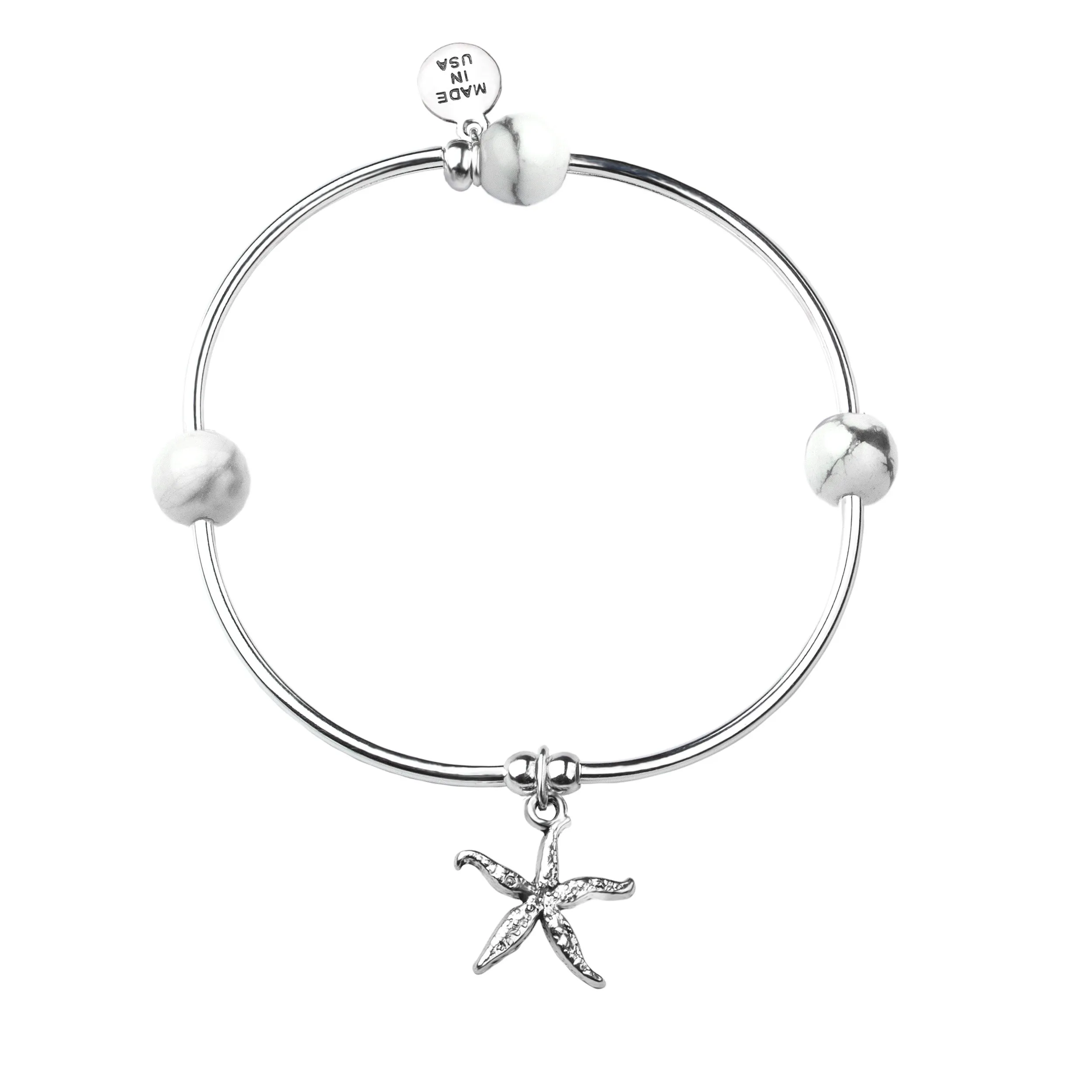 Starfish | Soft Bangle Charm Bracelet | Howlite