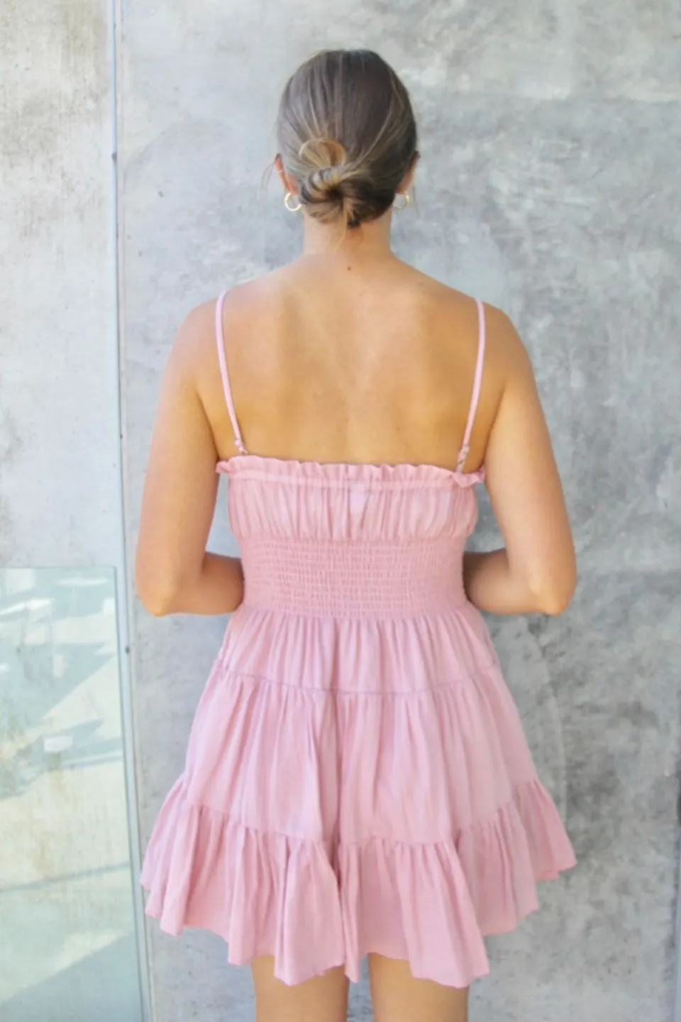 Stella Blush Strappy Tiered Mini Dress