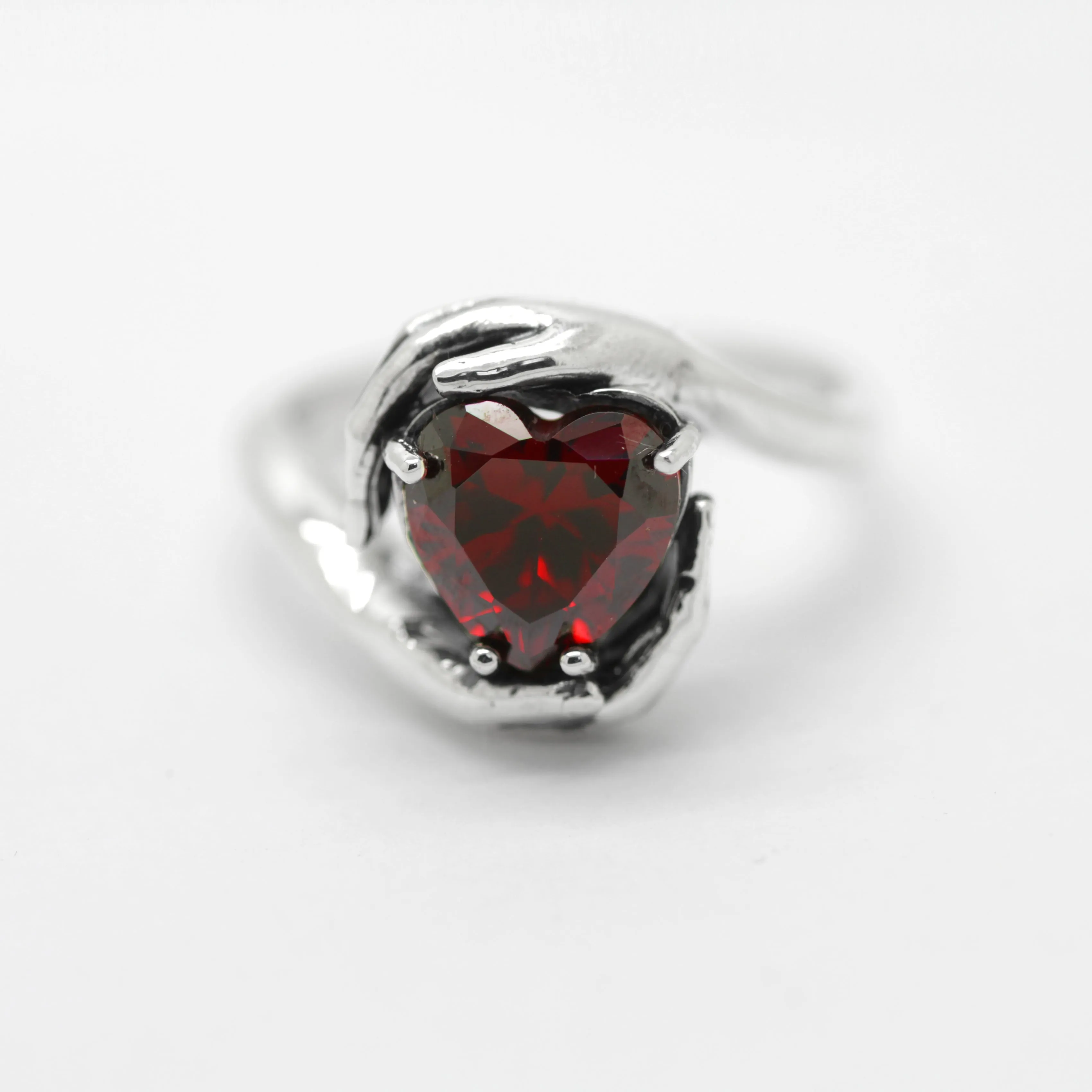 Sweetheart Love, Beautiful Garnet Zircon Heart Cut Gemstone, Sterling Silver Women Ring