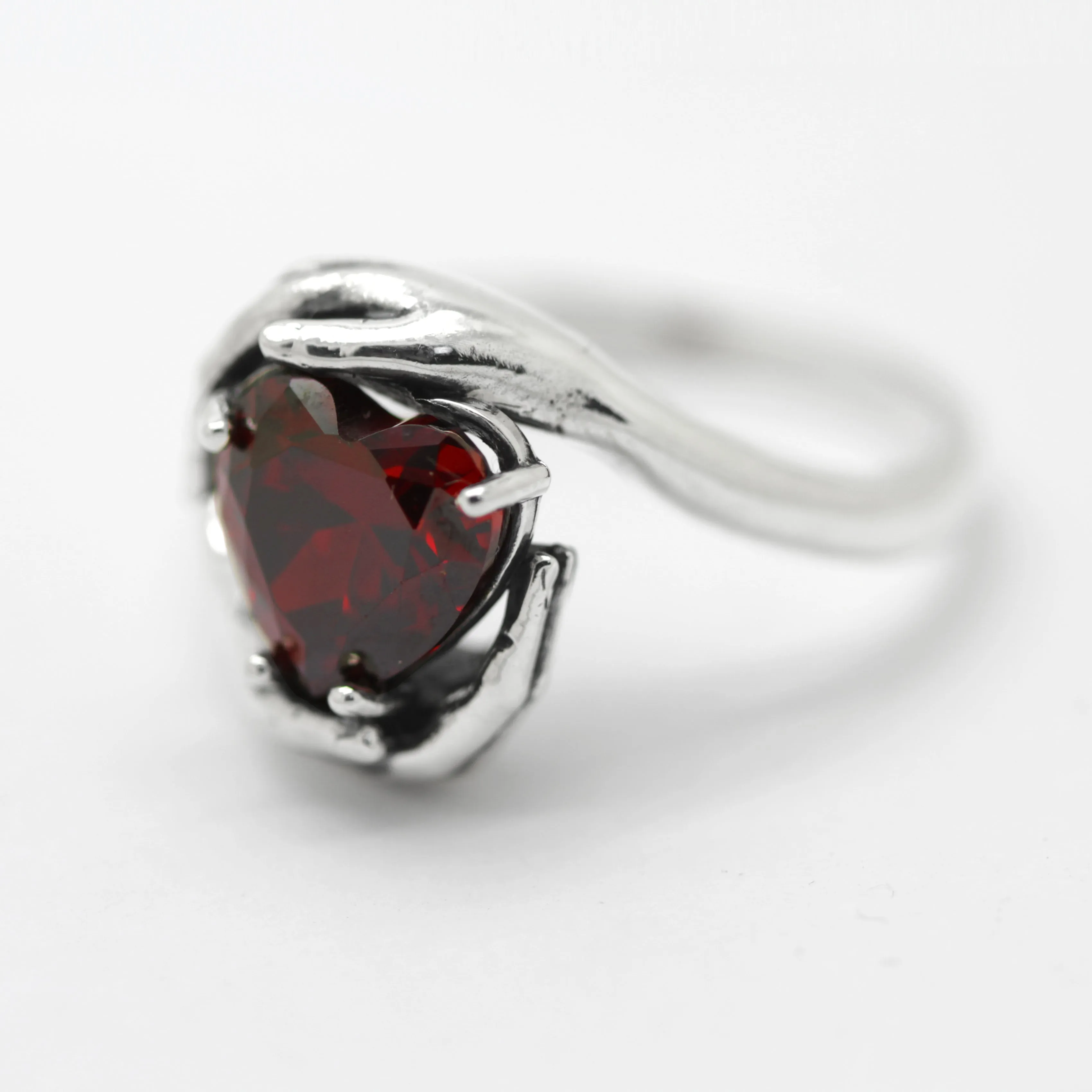 Sweetheart Love, Beautiful Garnet Zircon Heart Cut Gemstone, Sterling Silver Women Ring