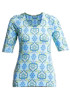 T-shirts donna Marigold in jersey azzurro e blu mezze maniche