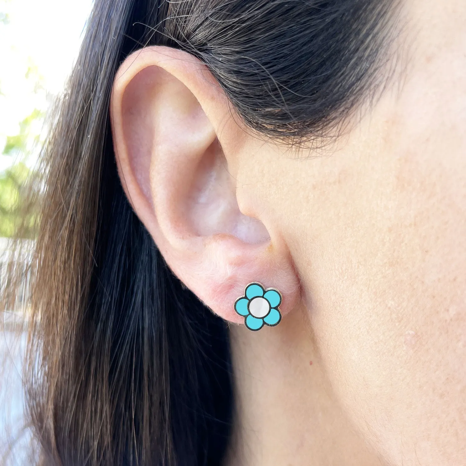 Turquoise Daisy Stud Earrings