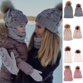 Winter Knitted Hats for Mom, Dad and Kids - Family Matching Look