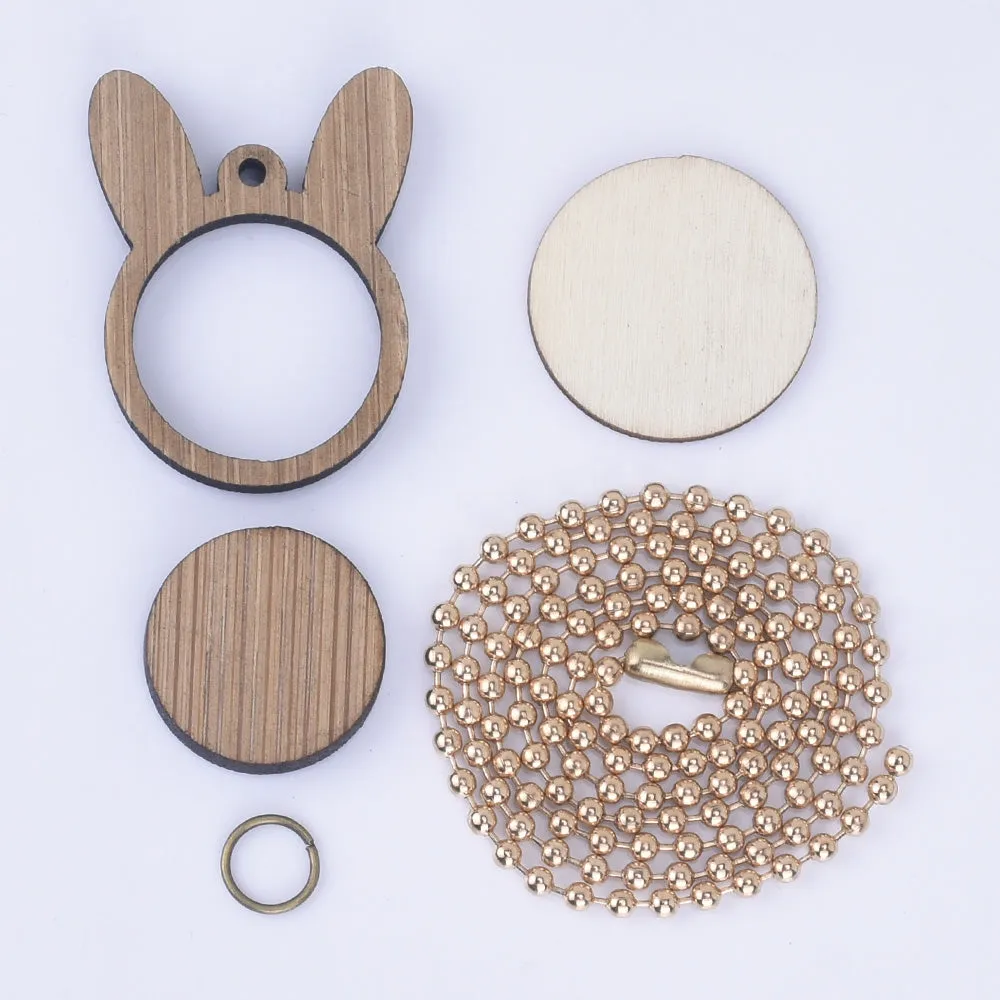 Wooden Mini Embroidery Hoop with round Connectors Cross Stitching Embroidery Pendants 1pcs 102520