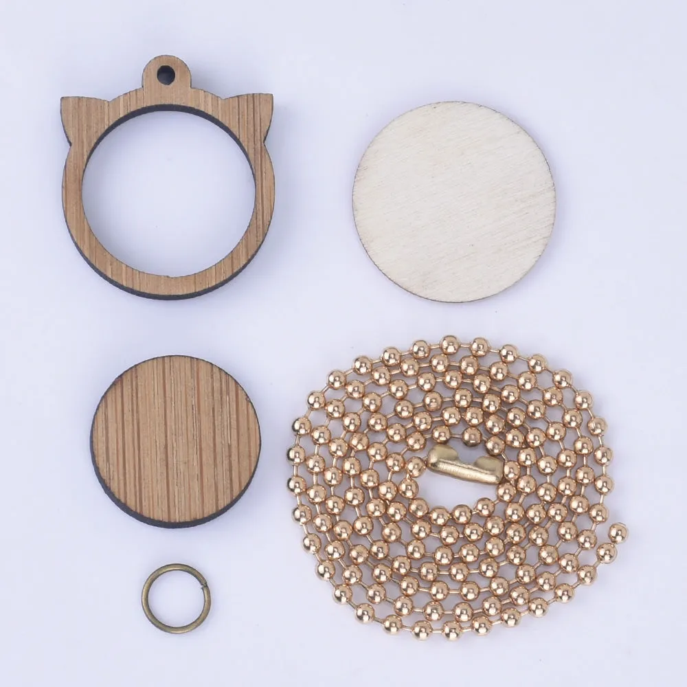 Wooden Mini Embroidery Hoop with round Connectors Cross Stitching Embroidery Pendants 1pcs 102520