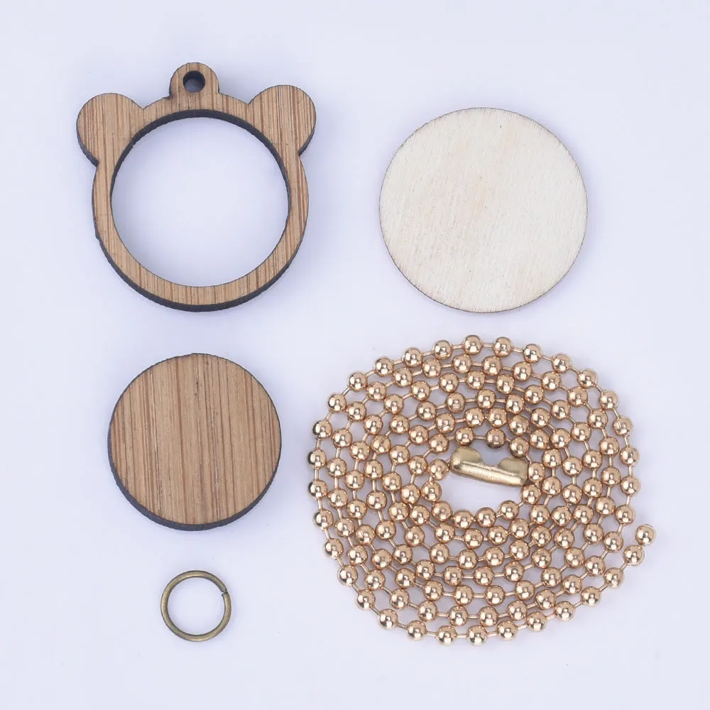 Wooden Mini Embroidery Hoop with round Connectors Cross Stitching Embroidery Pendants 1pcs 102520