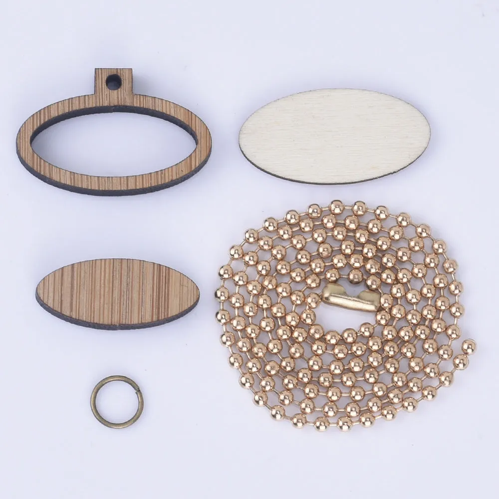 Wooden Mini Embroidery Hoop with round Connectors Cross Stitching Embroidery Pendants 1pcs 102520